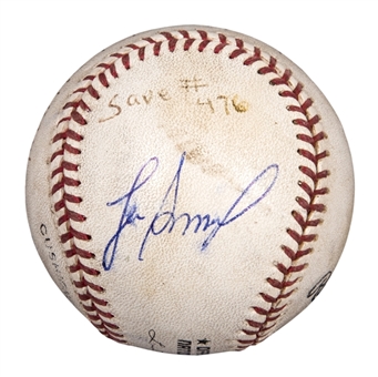 1997 Lee Smith Game Used/Signed Career Save #476 Baseball Used On 5/14/97 (Smith LOA)